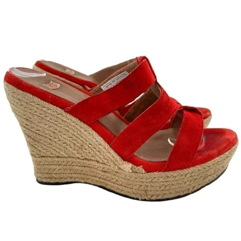 Ugg sandals Tawnie size 7 38 burnt orange suede  Espadrille Platforms wedges